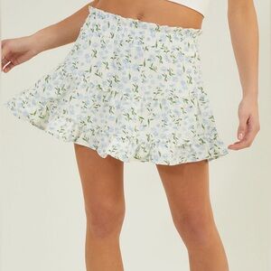 Altar'd State Blue and Green Floral Mini Skirt